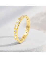 Moissanite Band Ring - Gold Plated 925 Silver Handmade Gemstone Jewelry