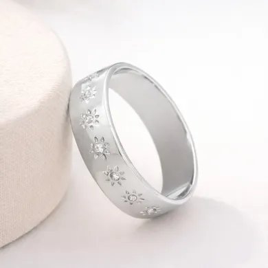 Swarovski Crystal Sunburst Ring - Handmade 925 Sterling Silver Jewelry