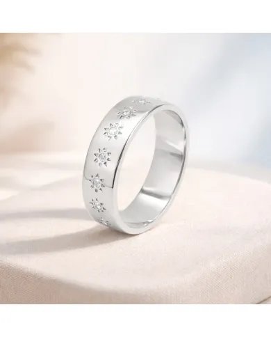 Swarovski Crystal Sunburst Ring - Handmade 925 Sterling Silver Jewelry