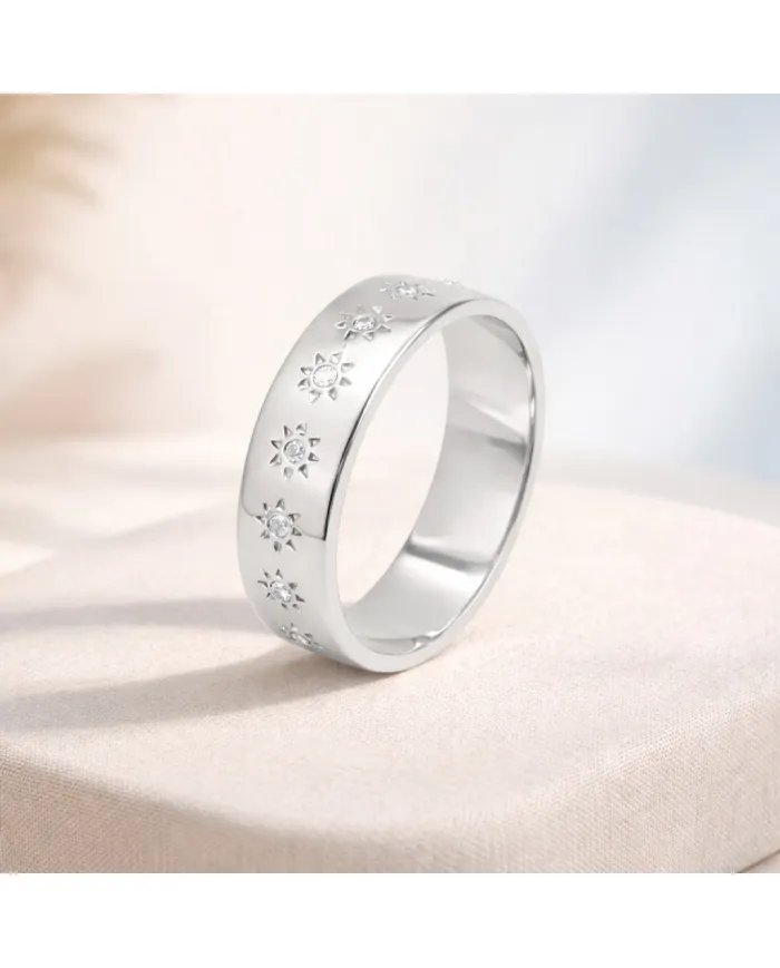 Swarovski Crystal Sunburst Ring - Handmade 925 Sterling Silver Jewelry