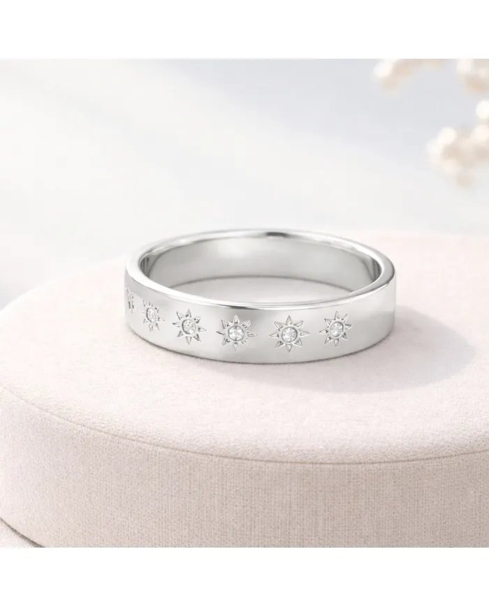 Swarovski Crystal Sunburst Ring - Handmade 925 Sterling Silver Jewelry