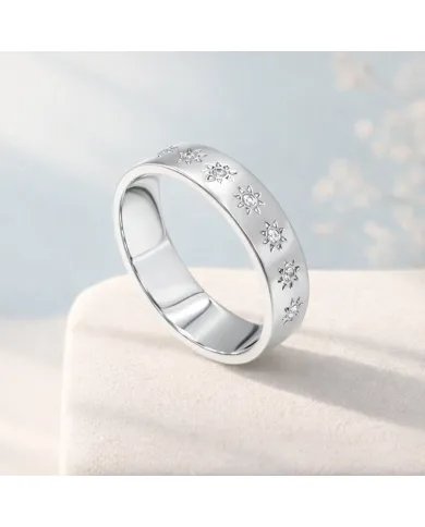 Swarovski Crystal Sunburst Ring - Handmade 925 Sterling Silver Jewelry