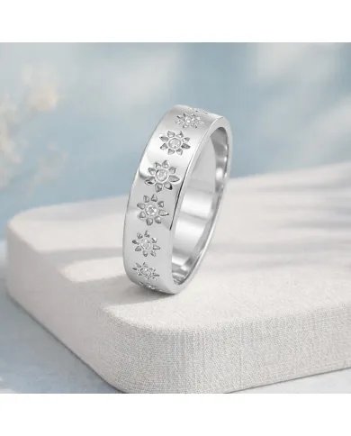 Swarovski Crystal Sunburst Ring - Handmade 925 Sterling Silver Jewelry