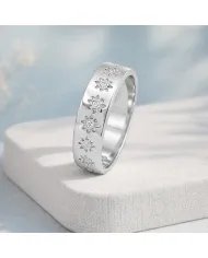 Swarovski Crystal Sunburst Ring - Handmade 925 Sterling Silver Jewelry