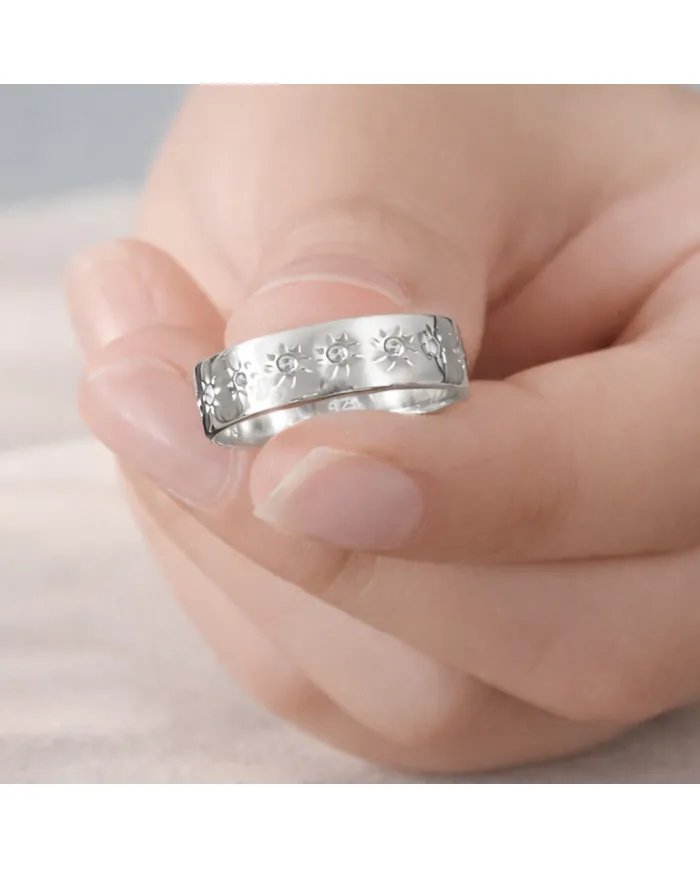 Swarovski Crystal Sunburst Ring - Handmade 925 Sterling Silver Jewelry