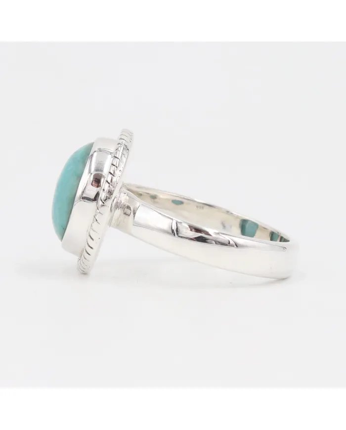 Tibetan Turquoise Gemstone Ring - 925 Sterling Silver Handmade Jewelry