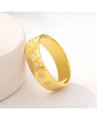 Swarovski Crystal Sunburst Ring - Gold Plated 925 Silver Handmade Jewelry