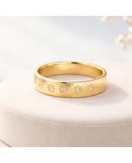 Swarovski Crystal Sunburst Ring - Gold Plated 925 Silver Handmade Jewelry