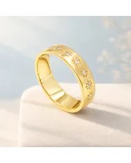 Swarovski Crystal Sunburst Ring - Gold Plated 925 Silver Handmade Jewelry