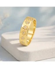 Swarovski Crystal Sunburst Ring - Gold Plated 925 Silver Handmade Jewelry