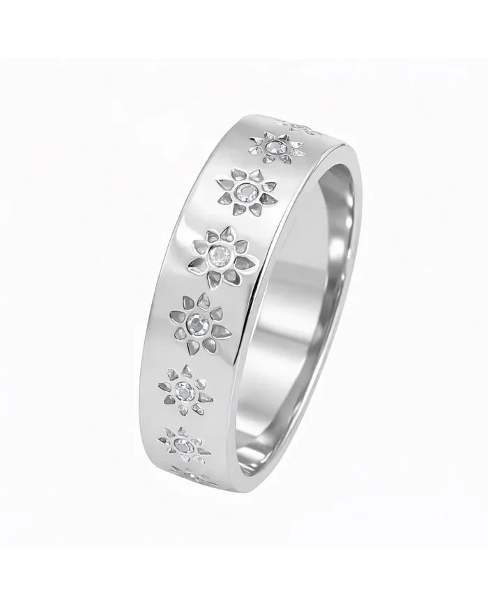 Swarovski Crystal Sunburst Ring - Handmade 925 Sterling Silver Jewelry