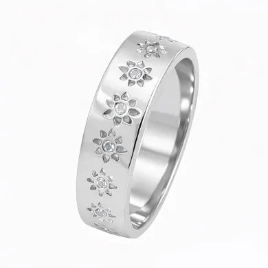 Swarovski Crystal Sunburst Ring - Handmade 925 Sterling Silver Jewelry