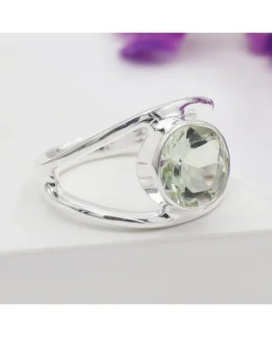 Green Amethyst Ring - 925 Sterling Silver Handmade Gemstone Jewelry