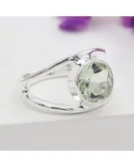 Green Amethyst Ring - 925 Sterling Silver Handmade Gemstone Jewelry