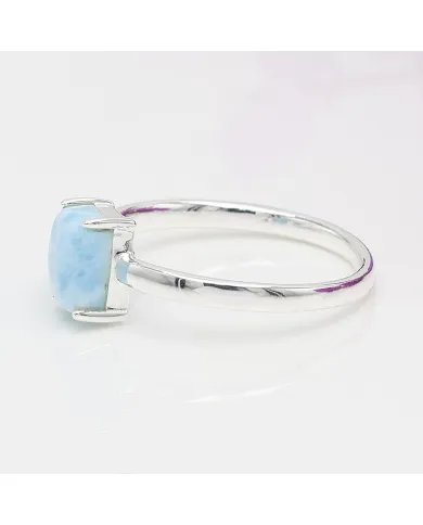 Natural Larimar Ring - 925 Sterling Silver Handmade Minimalist Jewelry