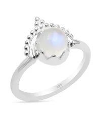 Rainbow Moonstone Ring - Sterling Silver Versatile Boho Ring for Her