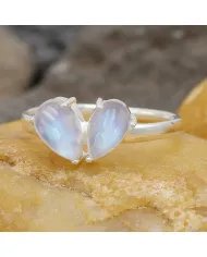 Rainbow Moonstone Ring - 925 Sterling Silver Handmade Minimalist Jewelry
