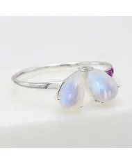 Rainbow Moonstone Ring - 925 Sterling Silver Handmade Minimalist Jewelry