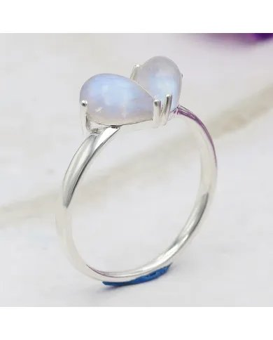 Rainbow Moonstone Ring - 925 Sterling Silver Handmade Minimalist Jewelry