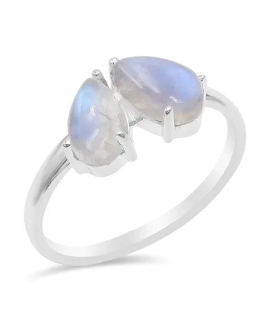 Rainbow Moonstone Ring - 925 Sterling Silver Handmade Minimalist Jewelry
