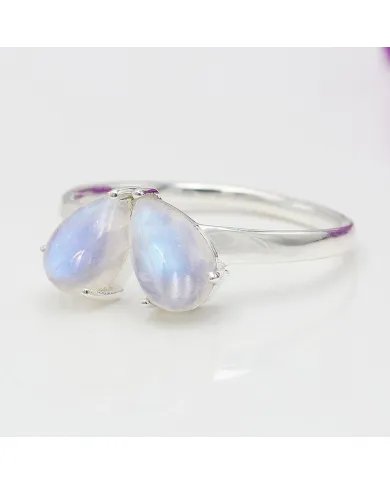 Rainbow Moonstone Ring - 925 Sterling Silver Handmade Minimalist Jewelry