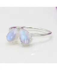 Rainbow Moonstone Ring - 925 Sterling Silver Handmade Minimalist Jewelry