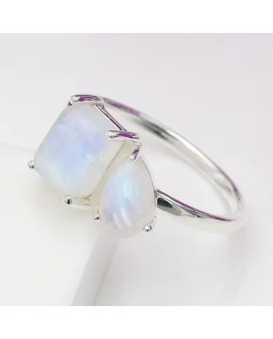 Rainbow Moonstone Ring - 925 Sterling Silver Handmade Jewelry for her