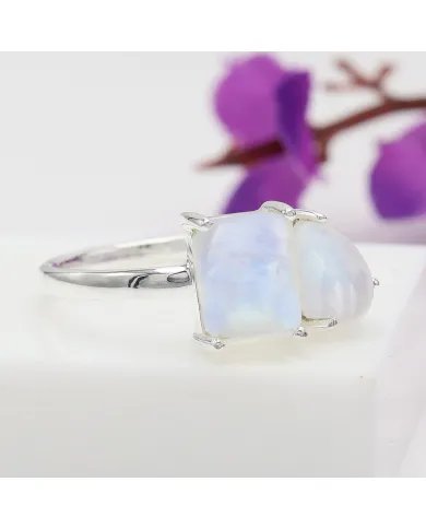Rainbow Moonstone Ring - 925 Sterling Silver Handmade Jewelry for her