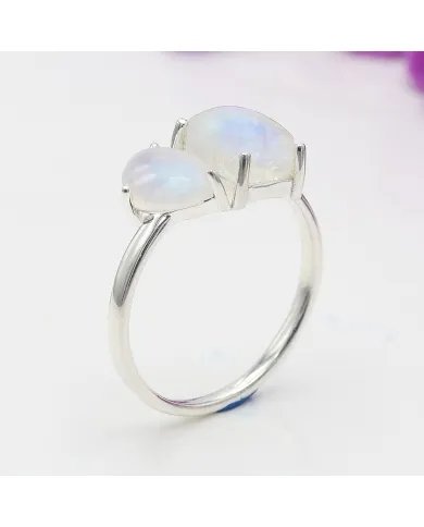 Rainbow Moonstone Ring - 925 Sterling Silver Handmade Jewelry for her