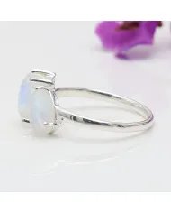Rainbow Moonstone Ring - 925 Sterling Silver Handmade Jewelry for her