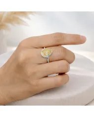 Rutilated Quartz Gemstone Ring – Handmade 925 Silver, Pear Shape