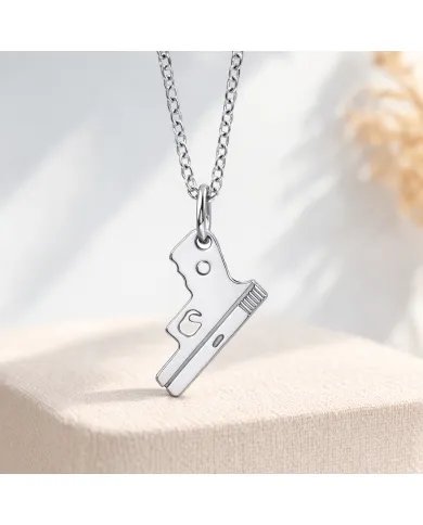 925 Silver Pistol Pendant Necklace – Handmade Gun Charm for Men & Women