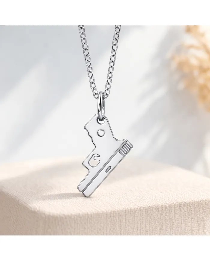 925 Silver Pistol Pendant Necklace – Handmade Gun Charm for Men & Women
