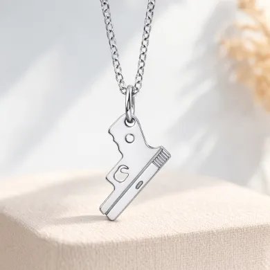 925 Silver Pistol Pendant Necklace – Handmade Gun Charm for Men & Women