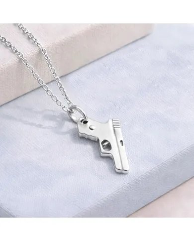 925 Silver Pistol Pendant Necklace – Handmade Gun Charm for Men & Women