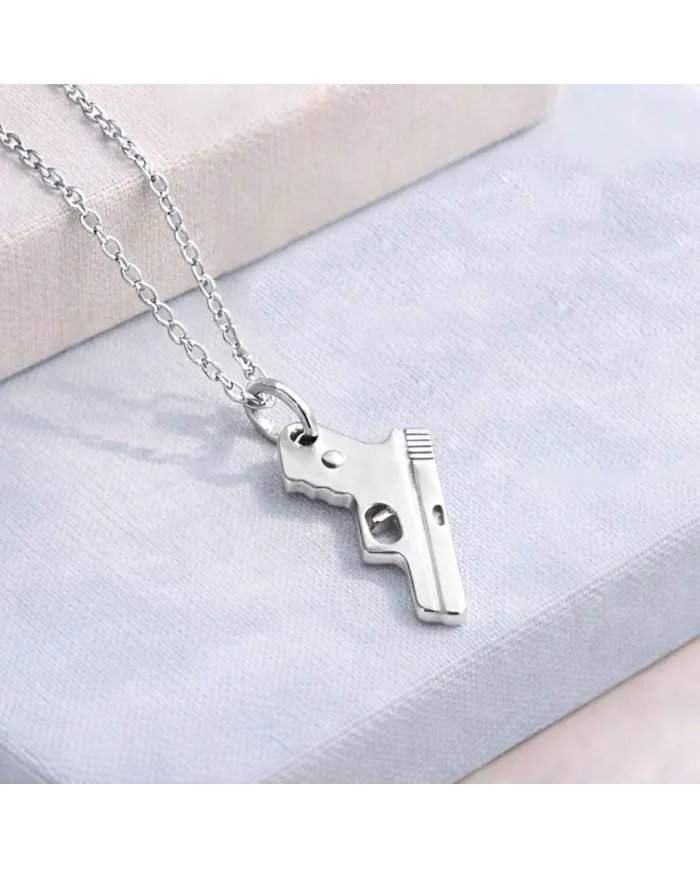 925 Silver Pistol Pendant Necklace – Handmade Gun Charm for Men & Women