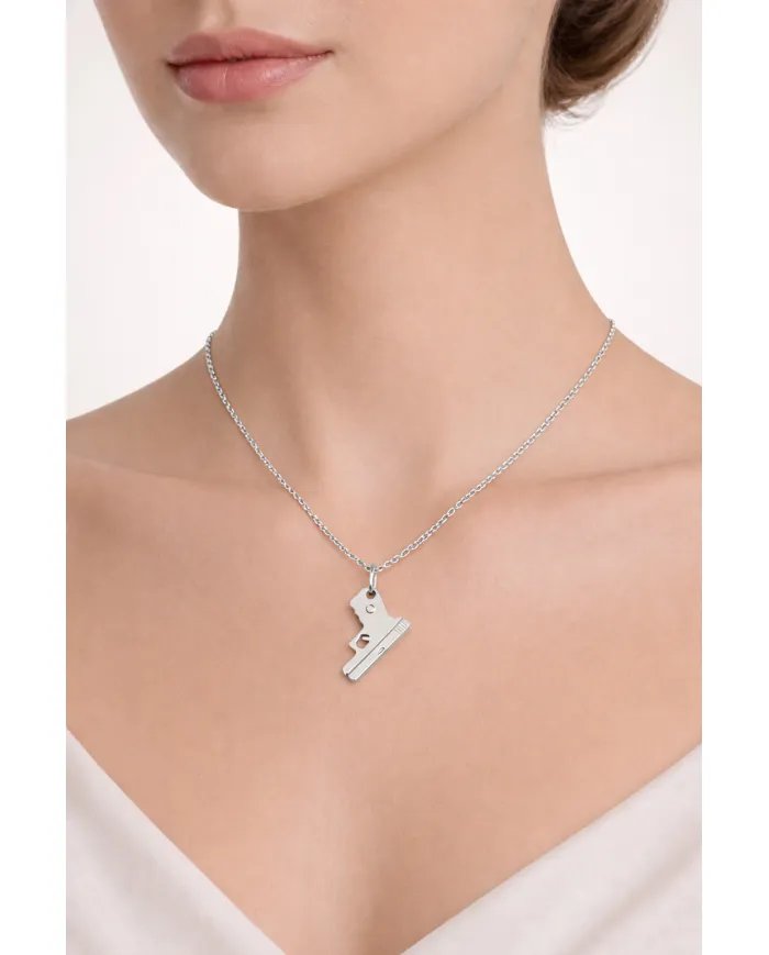 925 Silver Pistol Pendant Necklace – Handmade Gun Charm for Men & Women