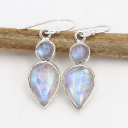 Natural Moonstone Earrings, Beautiful Teardrop Earrings, 925 Silver Pendant, Vintage Dangle Earrings, June Birthstone Earrings