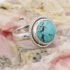 Turquoise Ring, Silver Ring, Solitaire Ring, Round Tibetan Turquoise Ring, Statement Ring, Engagement Ring, Vintage Ring for Her