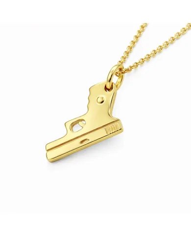 Gold Plated 925 Silver Pistol Pendant – Handmade Unisex Gun Necklace