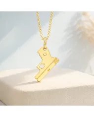 Gold Plated 925 Silver Pistol Pendant – Handmade Unisex Gun Necklace