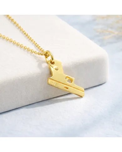 Gold Plated 925 Silver Pistol Pendant – Handmade Unisex Gun Necklace