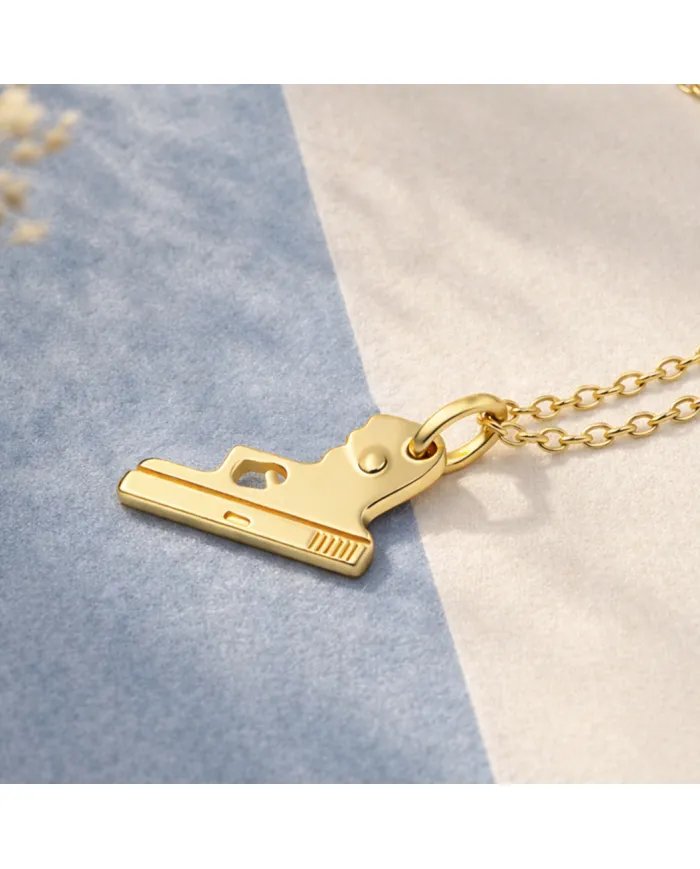 Gold Plated 925 Silver Pistol Pendant – Handmade Unisex Gun Necklace