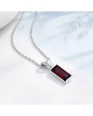 Baguette Garnet Pendant - 925 Sterling Silver Handmade Gift for Her