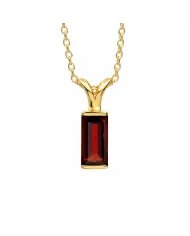 Baguette Garnet Pendant - 925 Sterling Silver Handmade Gift for Her