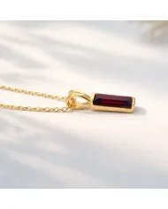 Baguette Garnet Pendant - Gold Plated 925 Silver Handmade Gift for Her