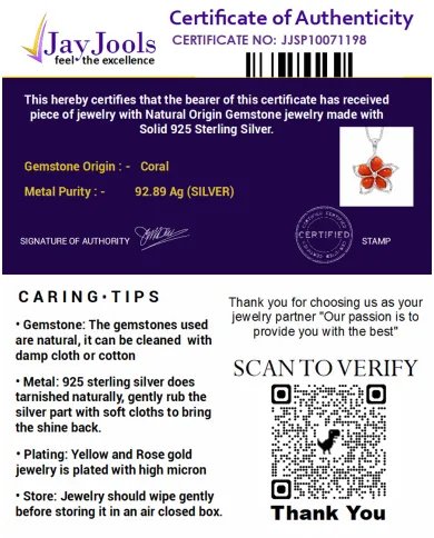 Coral Flower Charm Pendant – Handmade 925 Sterling Silver Jewelry