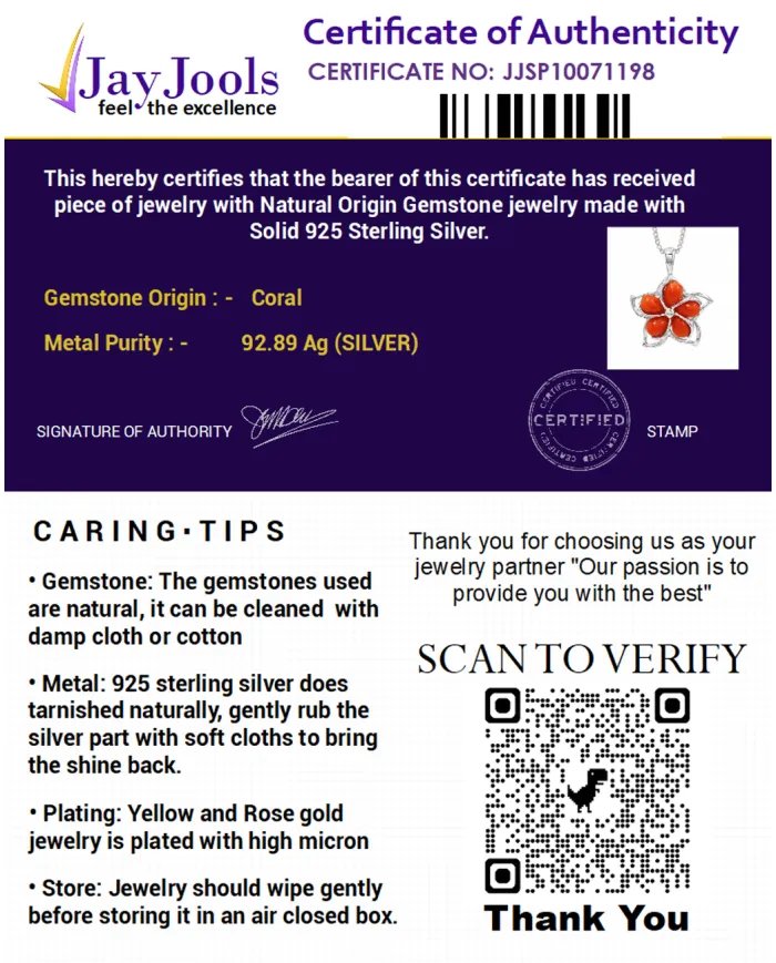 Coral Flower Charm Pendant – Handmade 925 Sterling Silver Jewelry