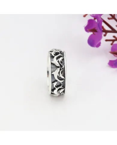 Sterling Silver Dolphin Spinner Ring - Handmade Nautical Ocean Jewelry
