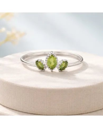 Natural Peridot Ring - 925 Sterling Silver Minimalist Handmade Jewelry